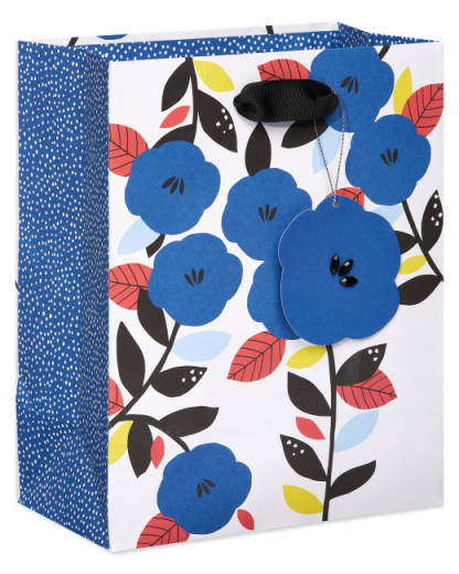 Blue Flowers Medium Gift Bag 1 Bag