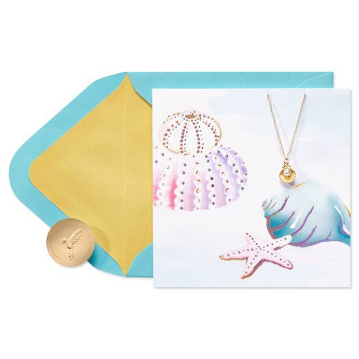 Seashell Necklace Blank Greeting Card with Necklace