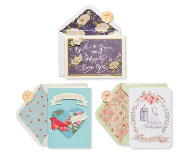 Fashionable Wedding Greeting Card Bundle 3-Count