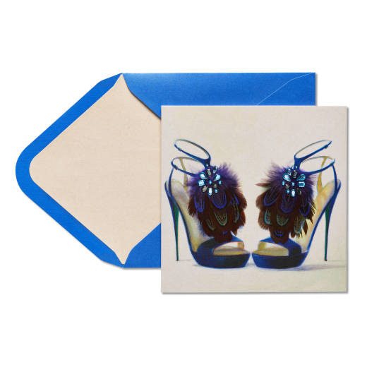 Fashion Feather Heels Birthday Greeting Card