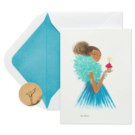 Girl Holding Cupcake Birthday Greeting Card