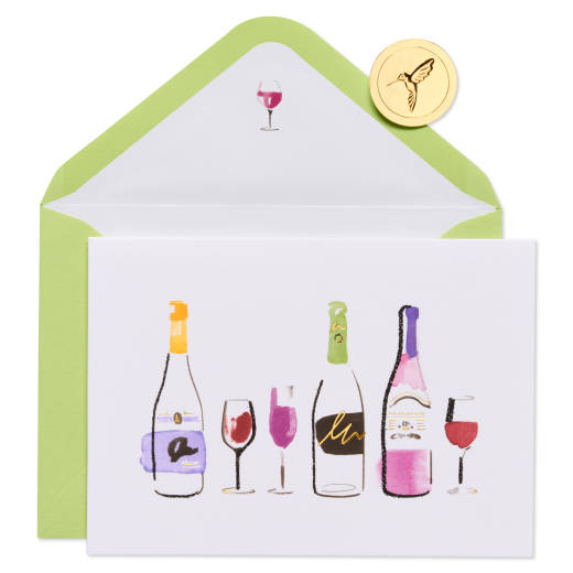 Wine Bottles Blank Greeting Card