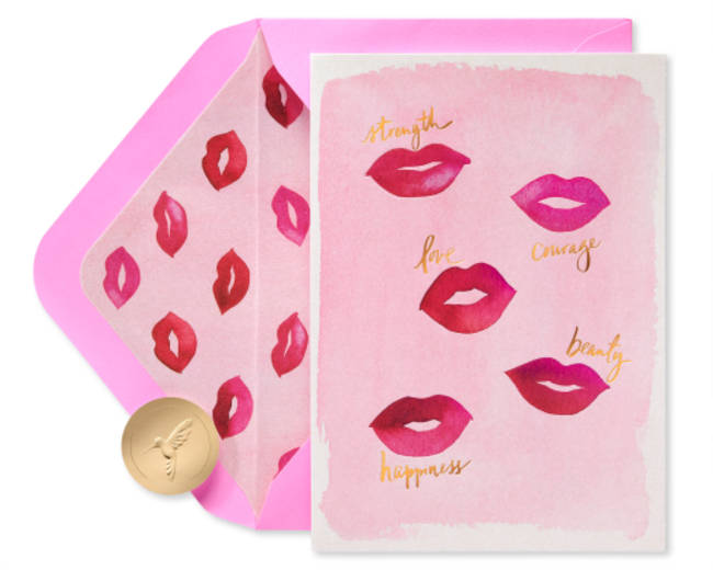 Watercolor Lips Blank Greeting Card