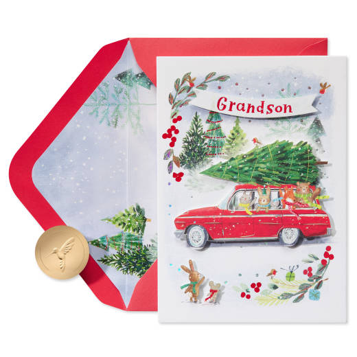 Sending Lots of Joy Christmas Greeting Card for Grandson