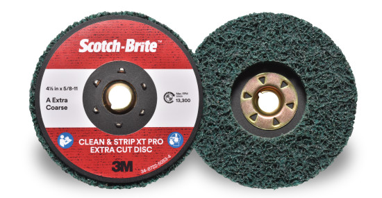 125x22mm Scotch-Brite Clean and Strip PRO Extra Cut Discs XT-DC Green Disc