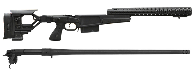 Remington 700P MLR 338 Lapua Mag with Accuracy International AX CIP Chassis - 16" forend tube BLACK