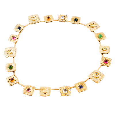 Alex Sepkus 18K & Colored Stone "Square Characters" Necklace