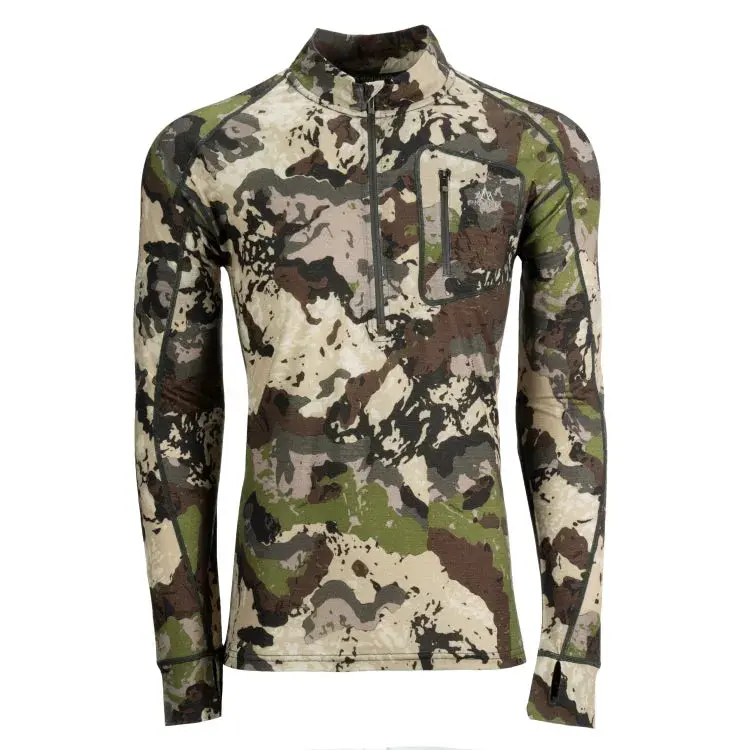 Pnuma Outdoors Merino Wool Base Layer 1/4 Zip Pullover, Caza Camo XL ME-QZ-CZ-XL