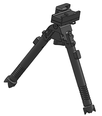 TRT Tactical Bipod, +/- 25 cant, +/- 30 swivel, QD, metal claw feet BP-S-QD-C BP-S-QD-C