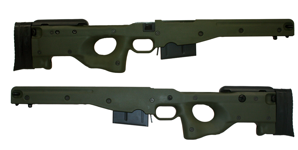 AICS Stock .338 Lapua CIP 1.5 Green Fixed Stock - Long Action