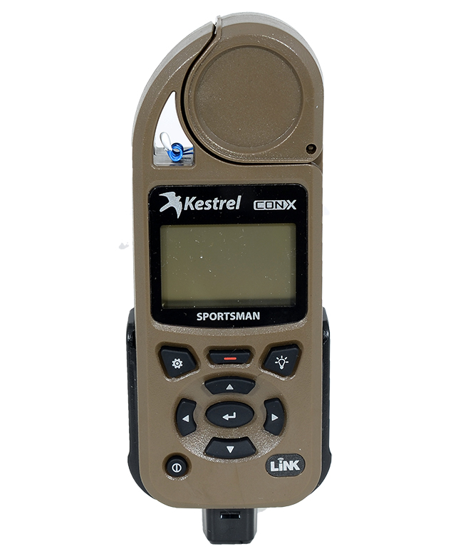 Kestrel Sportsman Weather Meter w/ Applied Ballistics, LiNK, &Vane Mount Coyote Brown 0857SLVBRN