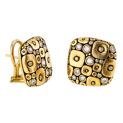 Alex Sepkus 18K and Diamond "Soft Mosaic" Earrings