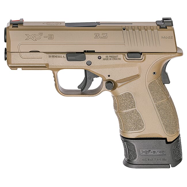 Springfield Armory XDS 9mm MOD.2 3.3" All Desert FDE Fiber Optic Sight Pistol (w/ 2 Magazines) XDSG9339F