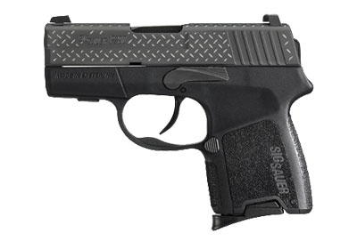 Black Nitron Finish, Diamond Plate Engraving, Re-strike, SLITE Night Sights 290RS-9-BDP