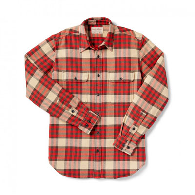 Filson Vintage Flannel Work Shirt Red Tartan MD 10689
