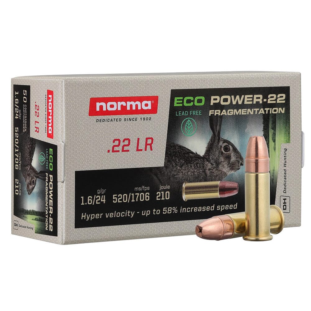 Norma ECOPower .22 LR 24gr Lead-Free Fragmentation HP Rimfire Ammo (50/box) 2423774