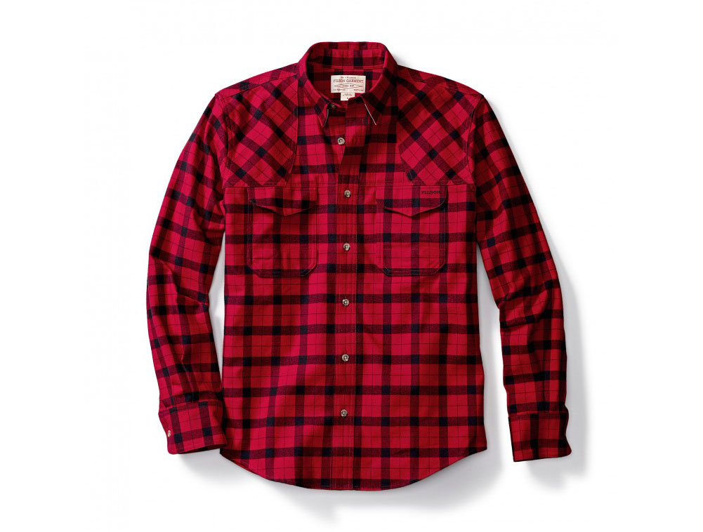 Filson Hunting Shirt Flannel Red Black Plaid 2XL 10497