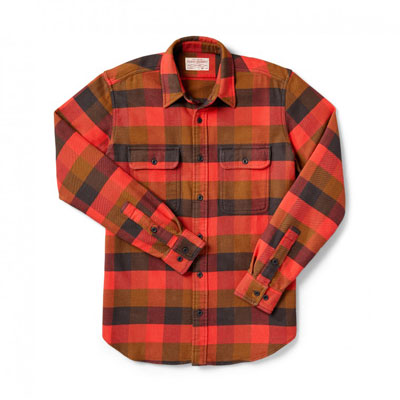 Filson Vintage Flannel Work Shirt Red Mackinaw Buffalo LG 10689