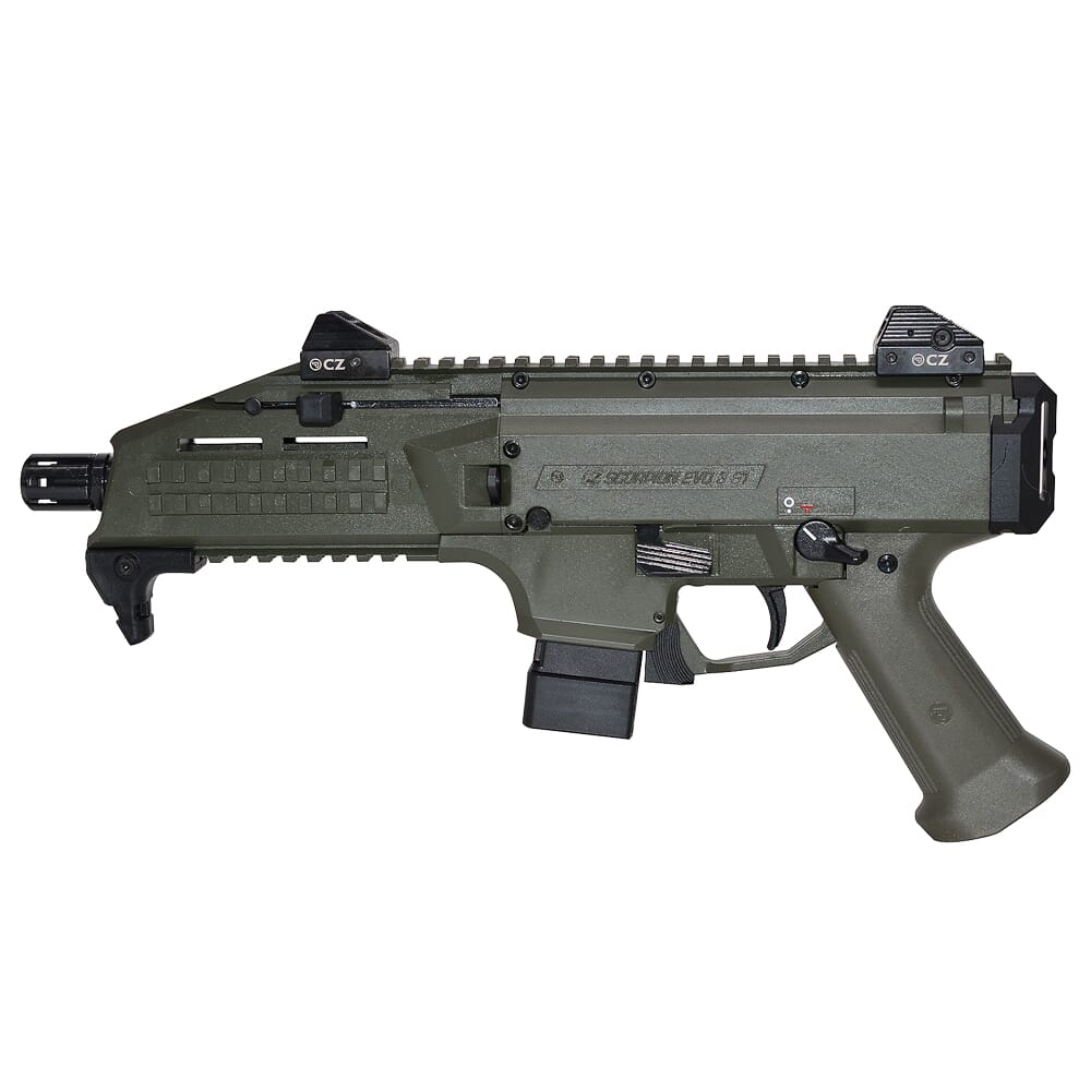 CZ-USA Scorpion EVO 3 S1 9mm 10rd 7.72" 1/2x28 Pistol w/Alum Adj Sights, Top/Bottom Rail, Ambi Manual Safety 01355