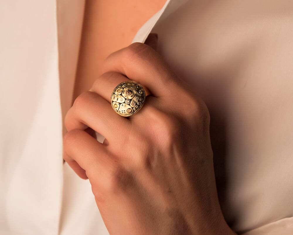 Alex Sepkus 18K and Natural Color Diamond Early Spring Ring