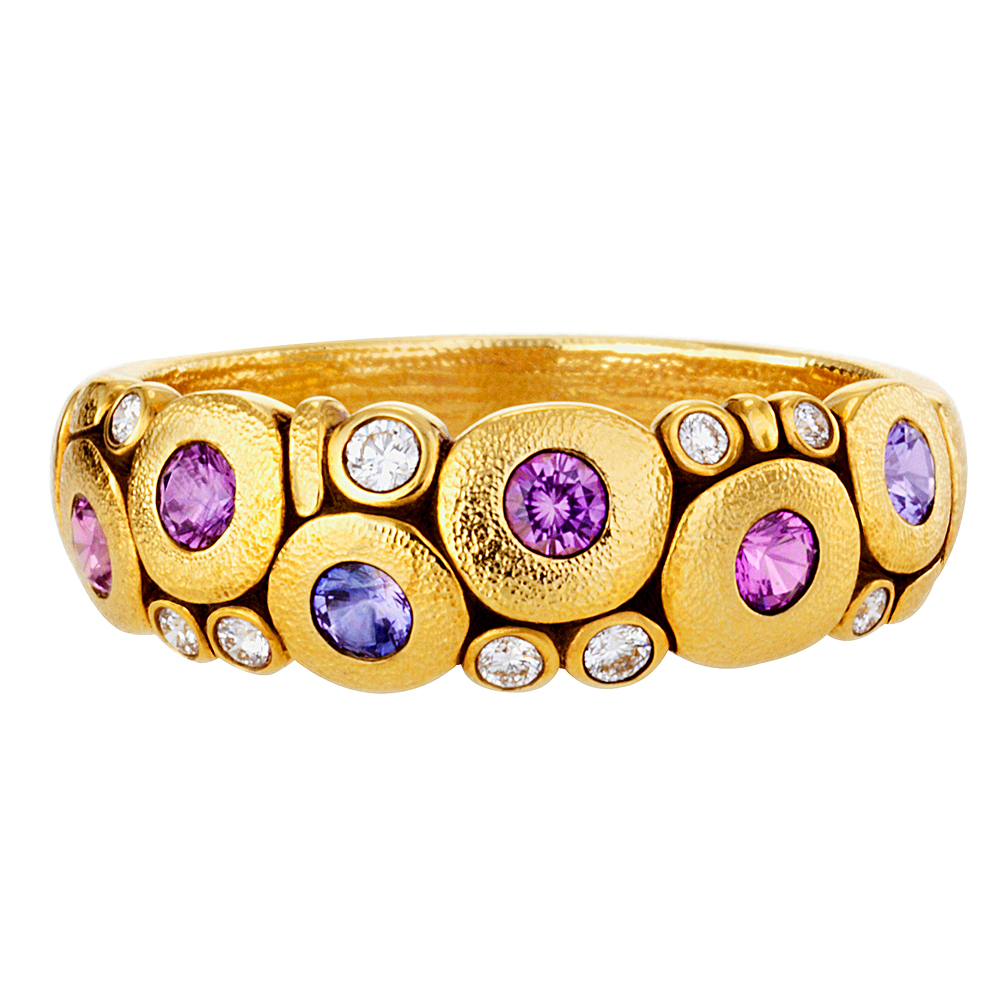 Alex Sepkus 18K Sapphire and Diamond (Purple & Violet) "Candy" Dome Ring