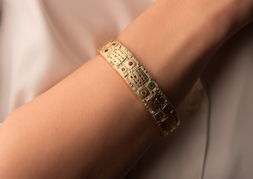 Alex Sepkus 18K Sapphire and Diamond "Notes" Cuff Bracelet