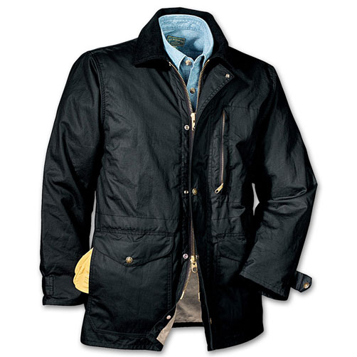 Filson Cover Cloth Mile Marker Coat Black LG 10023