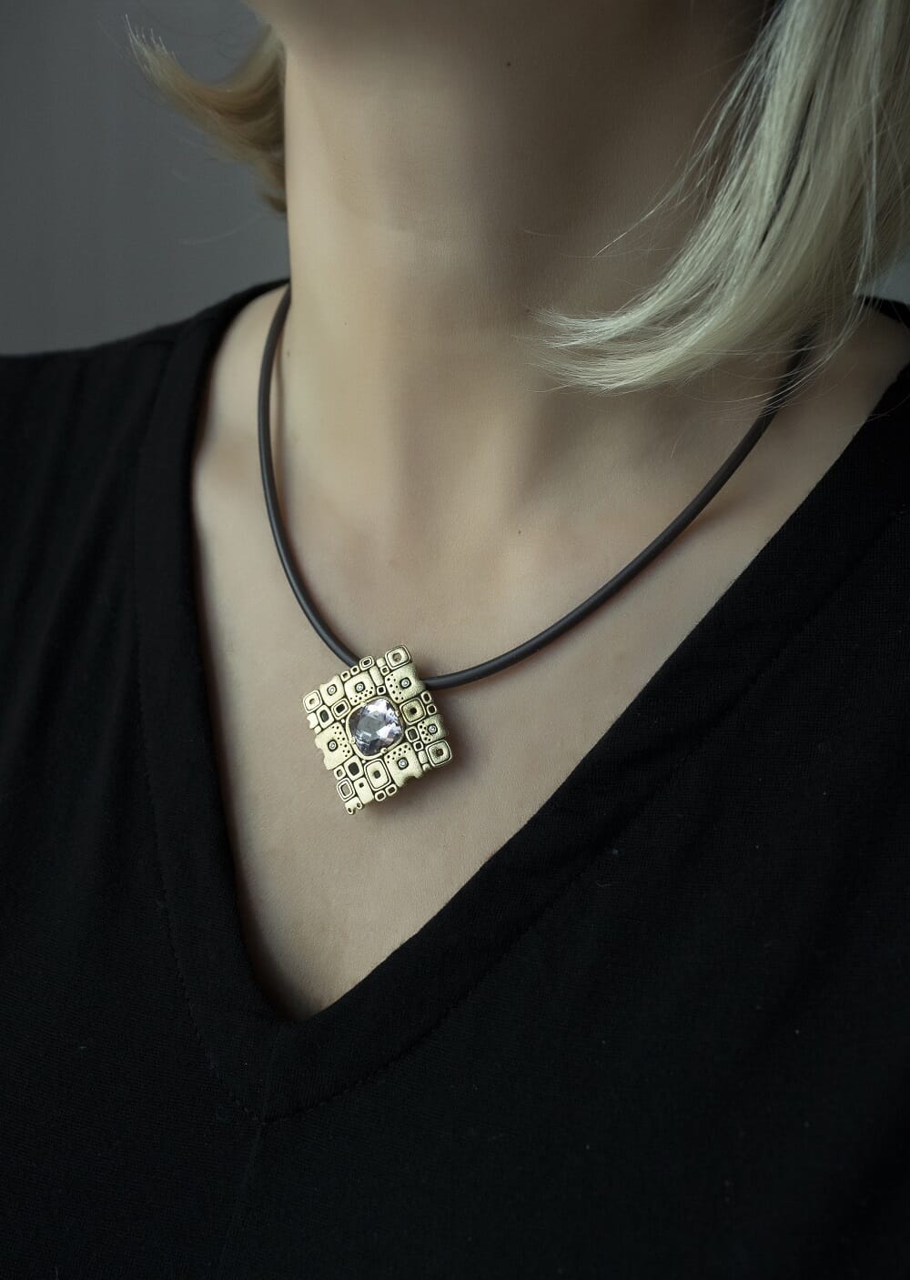 Alex Sepkus 18k Silver and Diamond Square Pendant