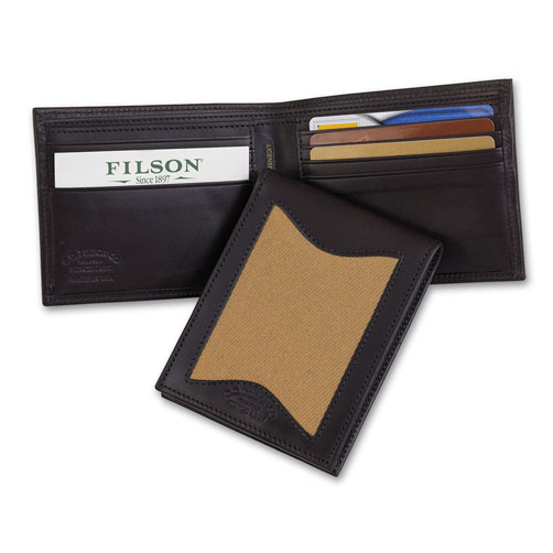 Filson Tan Leather/Twill Outfitter Wallet 65201