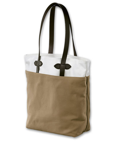 Filson MD Tan/White Canvas Tall Tote FIL-70094-TW