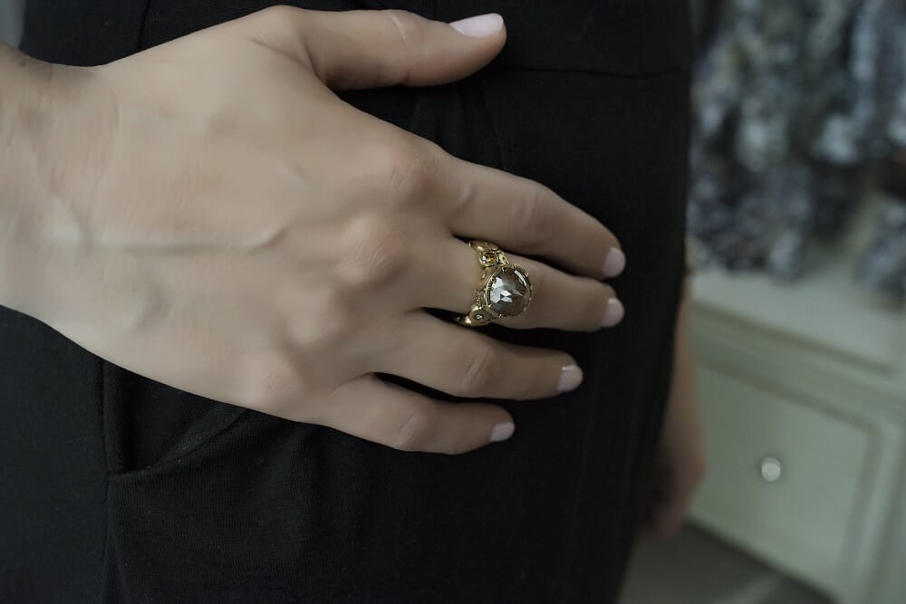 Alex Sepkus 18K and Rustic Diamond "Orchard" Ring