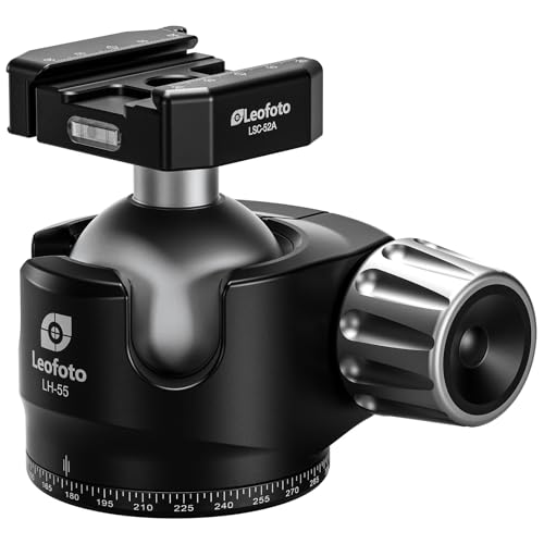 Leofoto LH-55LSC 55mm Low Profile Lever-Release Hybrid Clamp Ball Head LH-55LSC-ARCA