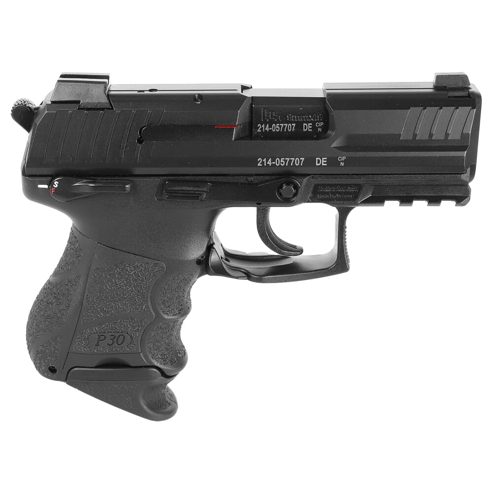 HK P30SKS V3 9mm 3.27" Bbl DA/SA Subcompact Pistol w/Ambi Safety, Rear Decocking Button, (1) 15rd Mag, (2) 12rd Mags & Night Sights 81000826