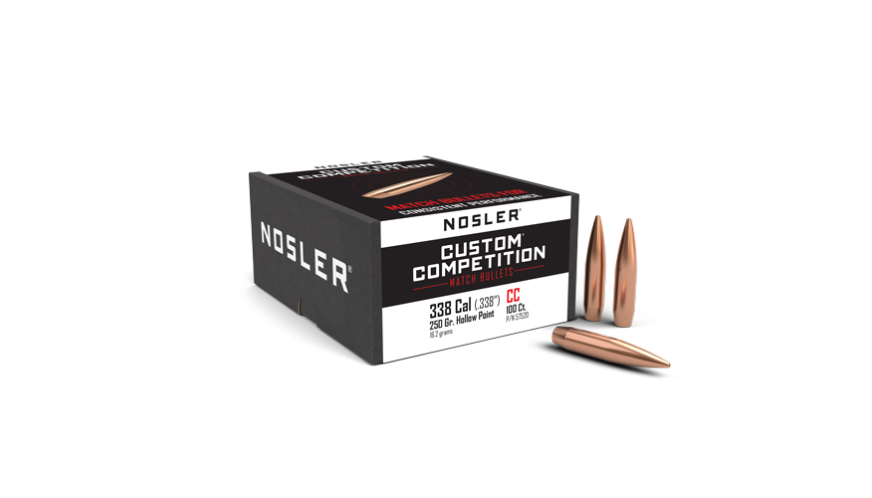 Nosler Custom Competition CC - 338 250g HPBT (100ct, M/P of 3) Bullets 57520