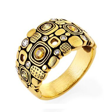 Alex Sepkus 18K and Diamond "Little Windows" Dome Ring