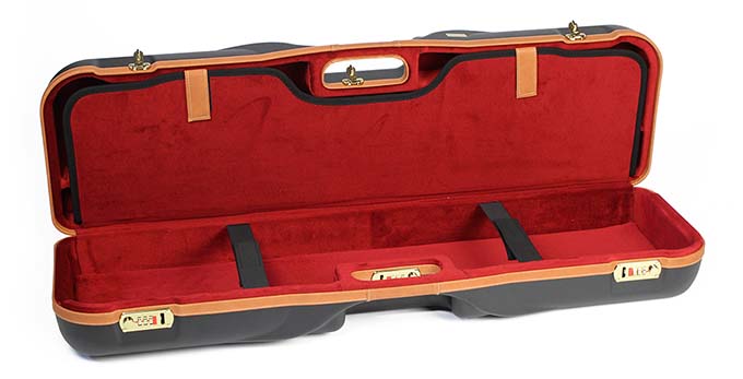 Negrini One Gun - for Sporting and Hunting + 1 CU/FT of Luggage up to 34-5/8&quot;. Black with Cognac Leather and Bordeaux interior 1646LX-LUG/5289