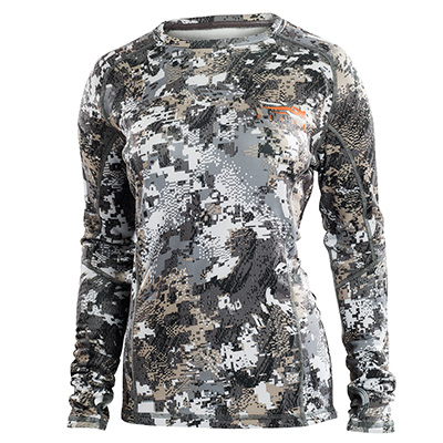Sitka Women''''s Core Mid Wt Crew LS Optifade Elevated II Large 10047-EV-L