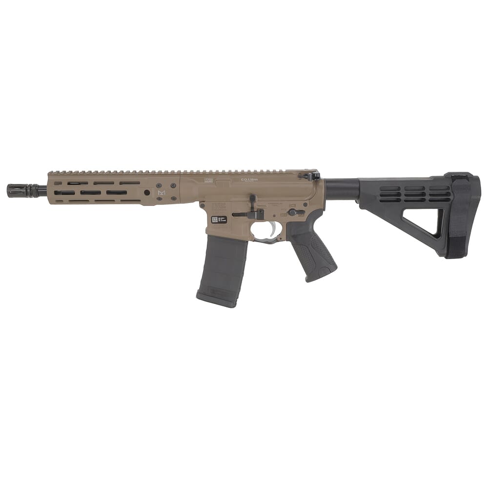 LWRC ICDI M-LOK Direct Impingement 5.56 10.5" FDE Pistol W/SBA4 Brace ICDIP5CK10MLBR