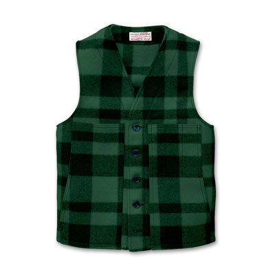 Filson 34 Green/Black Mackinaw Wool Vest FIL-10055-GB