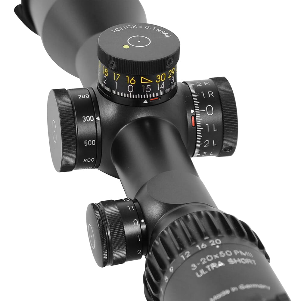 Schmidt Bender PM II 3-20x50 Ultra Short DT II+ GRID .1 mrad Riflescope 667-911-422-M2-I5