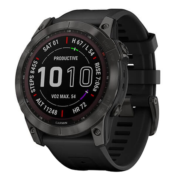 Garmin fenix 7X Sapphire Solar Carbon Gray DLC Titanium w/Black Band Smartwatch 010-02541-10