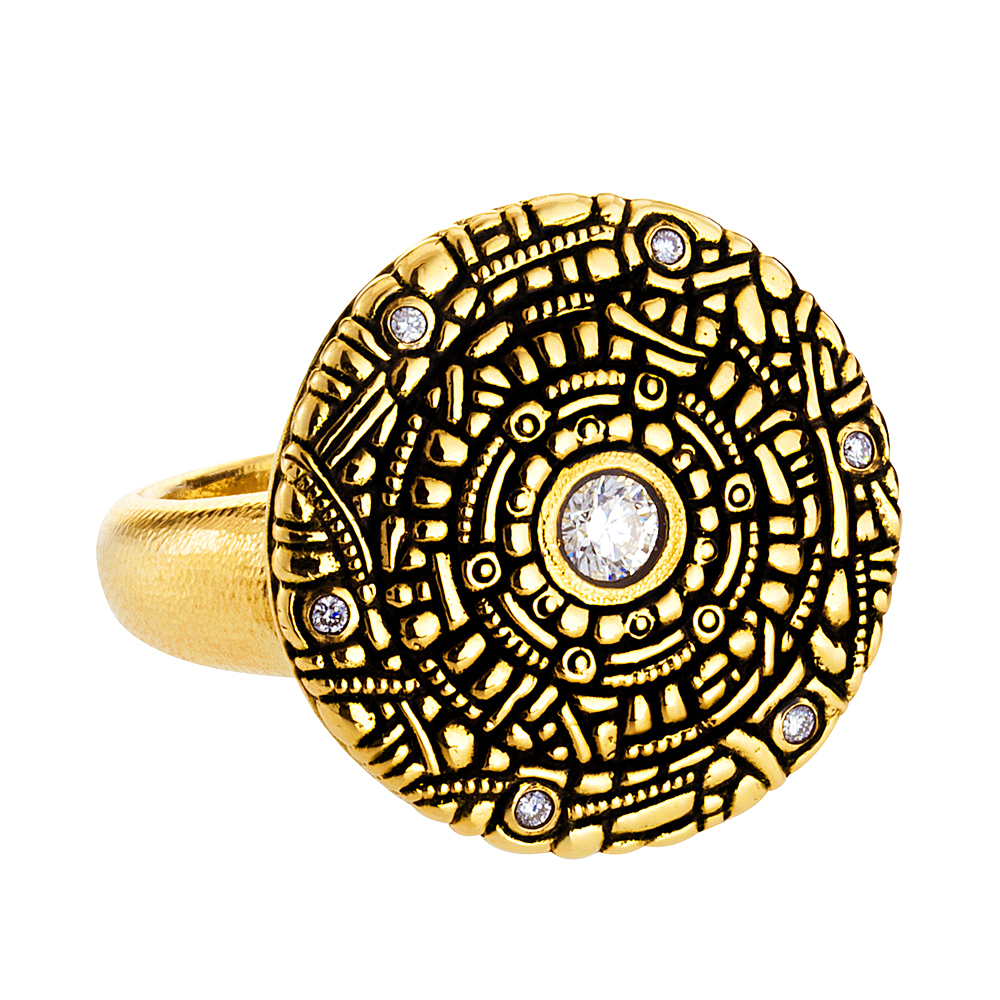 Alex Sepkus 18K and Diamond "Shield" Ring