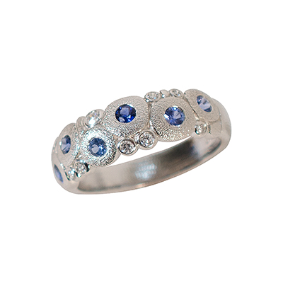 Alex Sepkus Platinum, Sapphire and Diamond "Candy" Ring