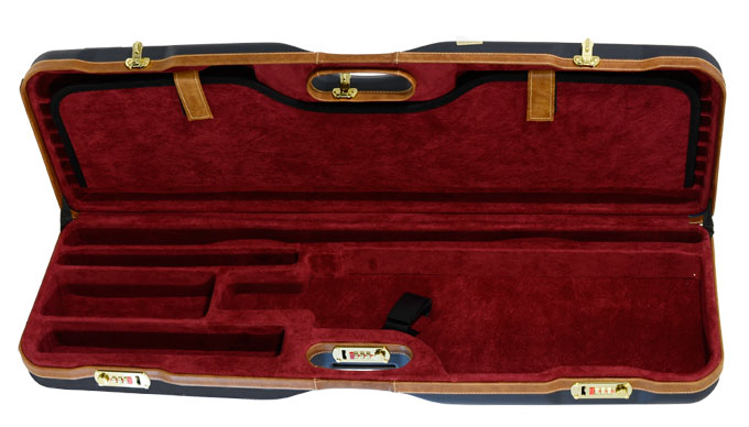 Negrini One Gun Skeet High Rib with Forend Off Black Tan Leather Trim Handle Bordeaux Interior 1659LX-TUBE/5268