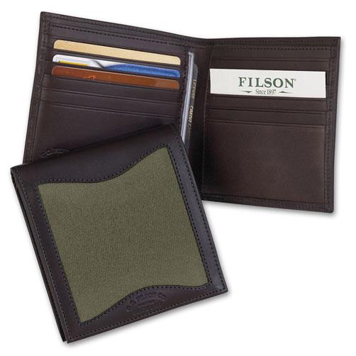 Filson Otter Green Leather/Twill Packer Wallet 65209