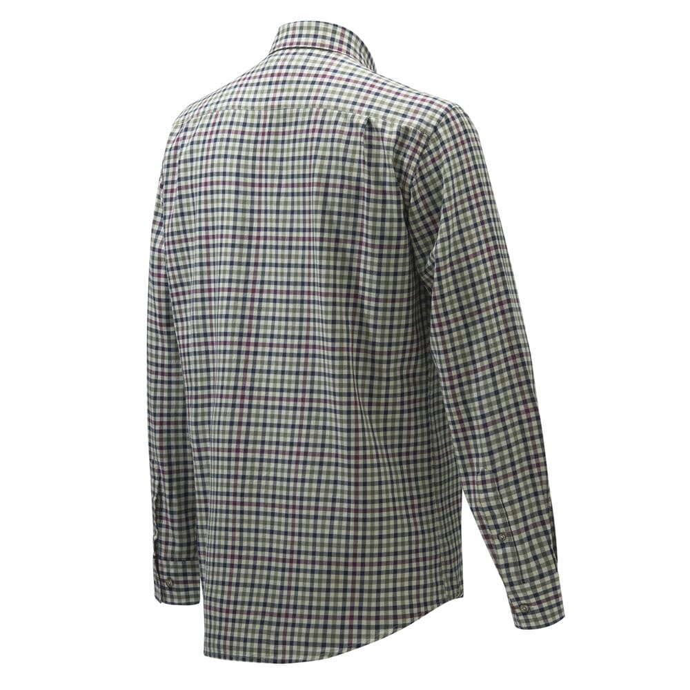 Beretta Wood Plain Collar Shirt Ecru Check X Large LU801T1645011FXL