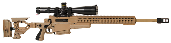 Accuracy International AXMC 300 Pale Brown chassis 24 inch with S&B 5-25x56 P4Fine and ERA-TAC mount - UA1522