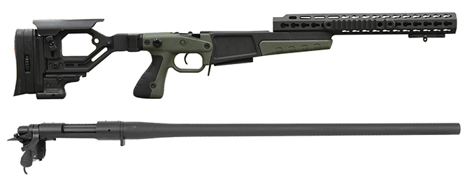 Remington 700P 5R 308 Win with Accuracy International AX Chassis - 13" forend tube Green