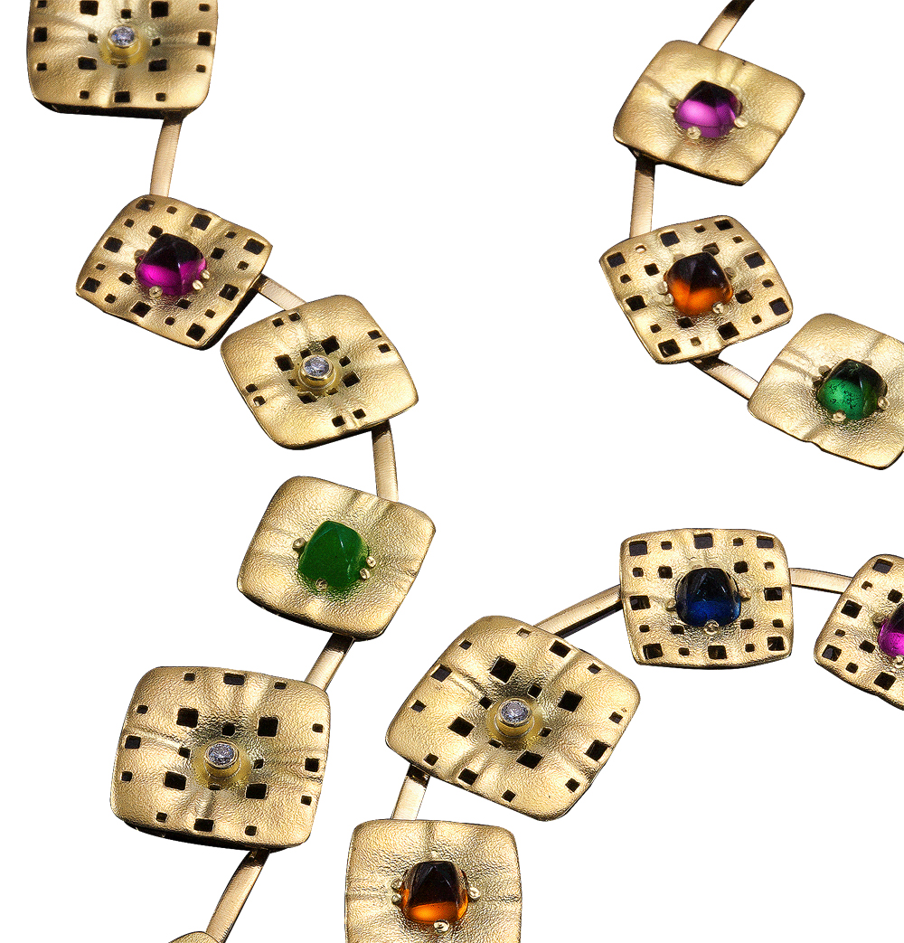 Alex Sepkus 18K & Colored Stone "Square Characters" Necklace