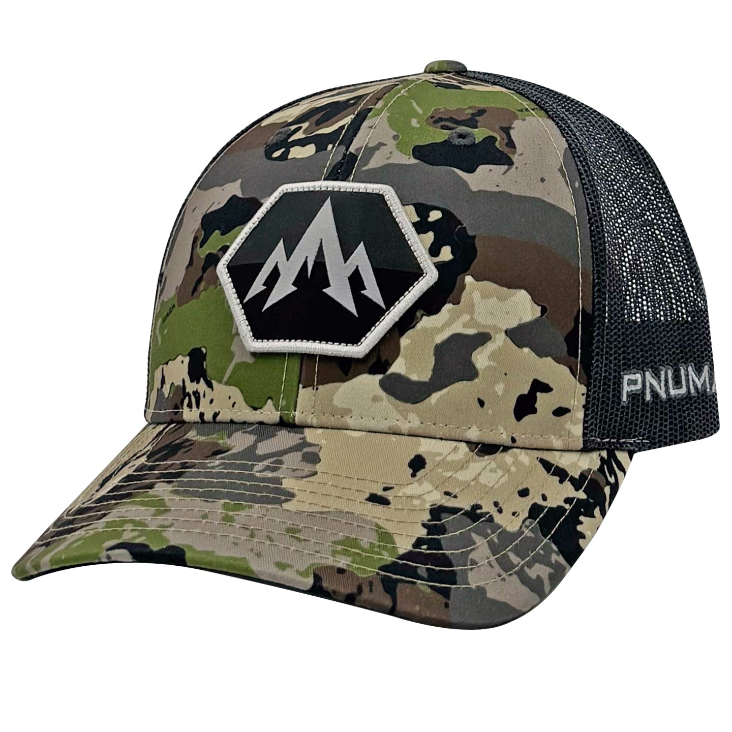 Pnuma Outdoors Hex Camo Trucker Cap, Caza Camo CP-HX-CZ